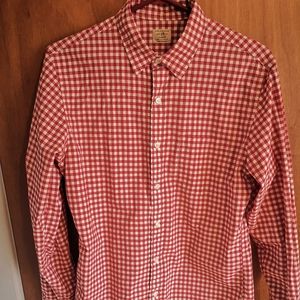 JCrew Men's Button Down Red Gingham Shirt, Small